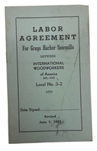 Vintage Labor Agreement for Grays Harbor Sawmills Pamphlet | 1963 - $8.86