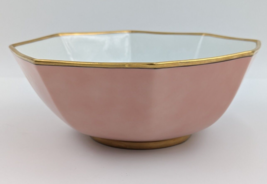 Fitz & Floyd Renaissance Pink Peach Serving Bowl Octagonal 9" Vintage 1978 image 6