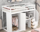 Twin Size Loft Bed With Wardrobe And Storage Staircase, Desk And 3 Drawe... - $1,065.99