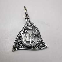 Vintage Elegant Pendant "Taurus" made of 925 silver,handmade, Zircon 1.86g - $49.00