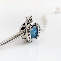 Authentic Pandora Charms 925 ALE Sterling Silver Blue Crystal Crown O Bracelet C - £31.76 GBP