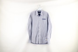 Scotch &amp; Soda Mens Large Original Classic Fit Striped Collared Button Shirt Blue - £23.23 GBP