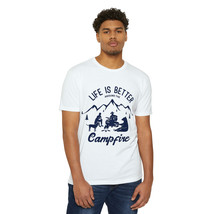 Unisex CVC Jersey T-shirt Vintage Campfire Life is Better Graphic Tee Comfort So - £17.29 GBP+