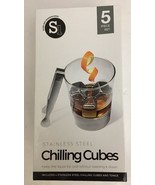 5PC Set Stainless Steel Ice Cubes Chilling Stones Rocks Reusable with To... - $12.75