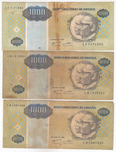Angola, 1000 Kwanzas, (Lot of 3) Banco Nacional De angola Banknotes - $10.38