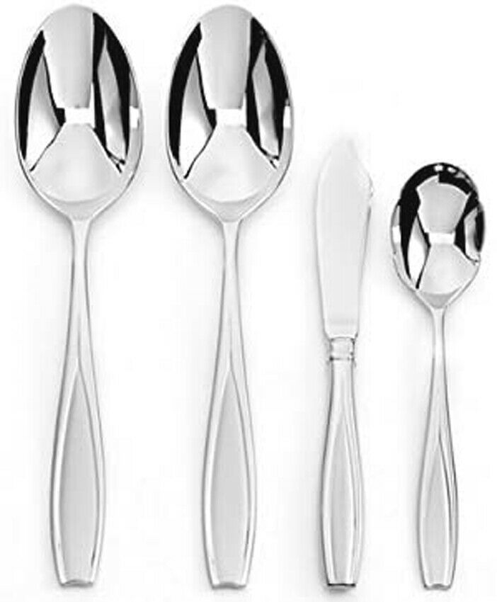 Primary image for Gorham Tulip Frosted 4 Piece Serving Set 18/10 Stainless Flatware New