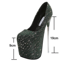 19/22cm Platform Shoes Ladies Metal Heel Lace and Satin Women&#39;s Shoes Pumps Part - £120.13 GBP