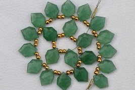 Natural 20 pieces faceted fancy hexagon green strawberry quartz briolette beads  - £55.03 GBP