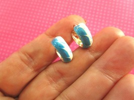 Blue white sterling silver hoop earrings-SALE CLEARANCE - £9.40 GBP