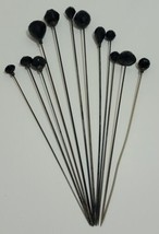 12 Antique Victorian Jet Black Faceted Shapes Glass Mourning Hat Pin Lot... - £60.13 GBP