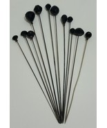12 Antique Victorian Jet Black Faceted Shapes Glass Mourning Hat Pin Lot... - £60.42 GBP