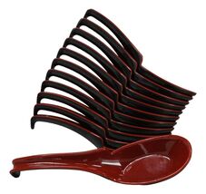 Contemporary Red Melamine Asian Soup Spoons With Ladle Hook &amp; Notch Set ... - $24.99