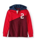Wonder Nation Boys Long Sleeve Rugby Pullover Hoodie Shirt Small (6-7) R... - $12.59