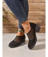 Mesh Panel Block Heel Pumps - $61.73 CAD