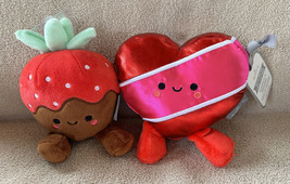 Better Together Chocolate Covered Strawberry &amp; Heart Magnetic Valentines Plush - £23.96 GBP