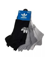 adidas Originals Trefoil Socks Mens Large No Show 6 Pairs Black Grey White - $21.70 CAD