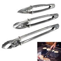 3 X Stainless Steel Kitchen Tongs Salad Bbq Cooking Heavy Duty Serving F... - $20.99
