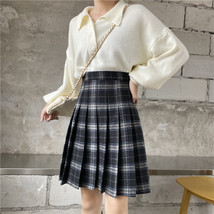 Yellow Knee Length Plaid Skirt Outfit Women Plus Size Full Pleated Plaid Skirts image 10