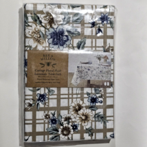 Bee &amp; Willow Cottage Floral Plaid Laminate Tablecloth 60x120in Peyote Bl... - $32.99