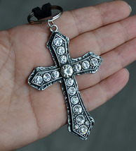 Christian cross, large cross, zircon paved cross, silver large cross (P155) - £7.98 GBP