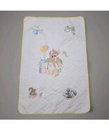 Walt Disney Bambi Paragon Needlecraft Stitched Quilted Baby Blanket Vintage - $43.18