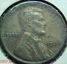 Lincoln Wheat Penny 1937 XF - $2.00