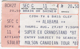 Alabama 1987 Ticket Stub Ottawa CCE Grandstand CJOH tv bass-clef  - £7.65 GBP