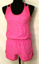 ATHLETIC WORKS TANK TOP SHORTS ROMPER SIZE XL 14-16 HOT PINK SPAGHETTI S... - $15.76