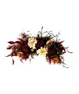 Horizontal Swag Wreath Burgundy and Gold colored peonies with Cream dahl... - £88.85 GBP