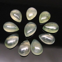 31.5Ct 10pc Lot Natural Green Prehnite Pear Cabochon Gemstones - $28.57