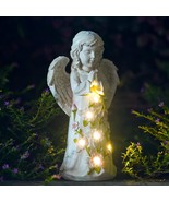 Solar Garden Outdoor Statues Angel with Succulent and 7 LED Lights - $1,039.28 MXN