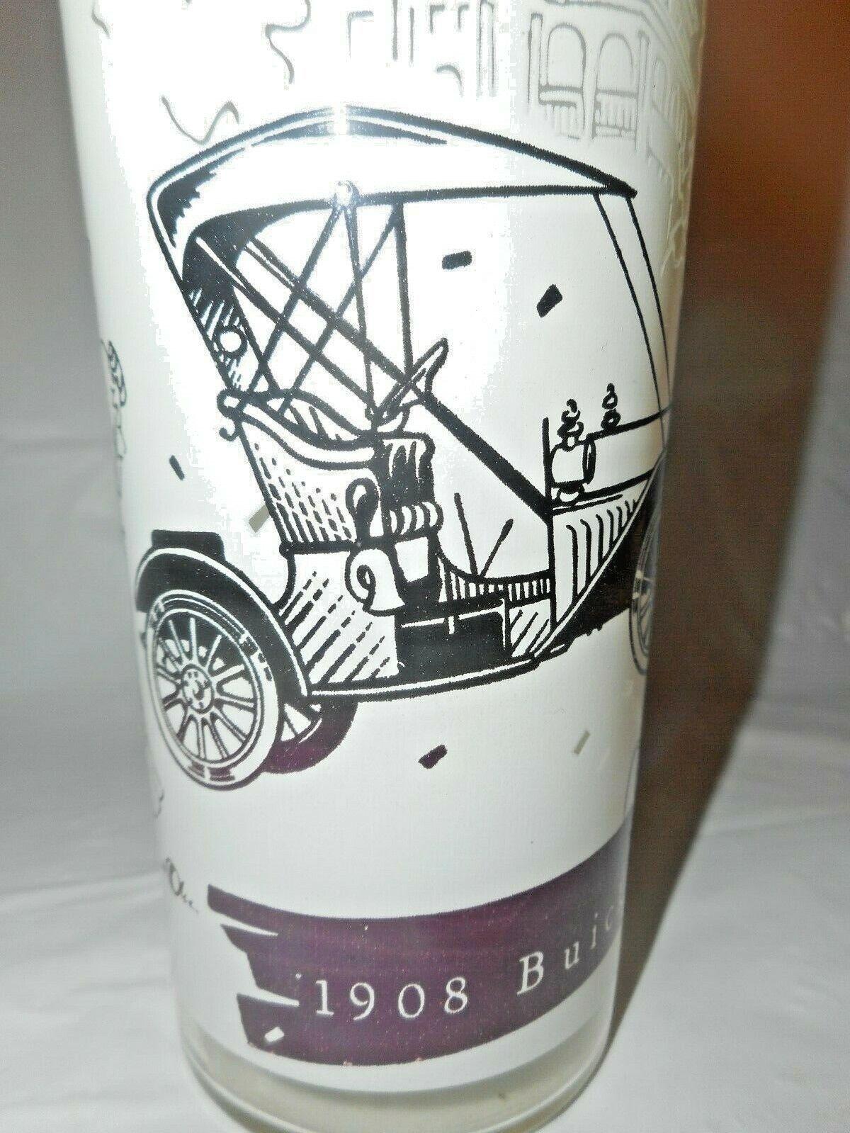Primary image for Antique Car Tumbler Anchor Hocking Drinking Glass 1908 Buick High Ball Iced Tea