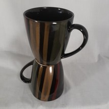 Set Of Two Sango Avanti Black 4721 Mugs Tan Black Brown Gray 12 Ounce Cups - $11.30