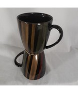Set Of Two Sango Avanti Black 4721 Mugs Tan Black Brown Gray 12 Ounce Cups - £8.88 GBP