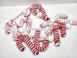 Christmas Candy Cane Peppermint Red White Garland Decor 6FT - $24.74