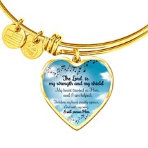 The Lord Is My Strength And My Shield Stainless Steel Heart Bracelet Bangle - £37.92 GBP+