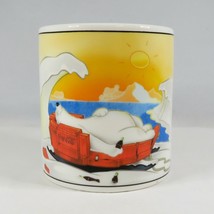 1990s Coca-Cola Brand Stoneware by Sakura Polar Bear Sleeping in Sled Coffee Mug - £7.75 GBP