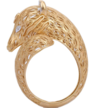 18K Textured Yellow Gold Diamond Vixen Ring - £517.88 GBP