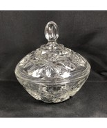 Anchor Hocking Glass Candy Dish With Lid Vintage Crystal Starburst EUC - $242.24 MXN