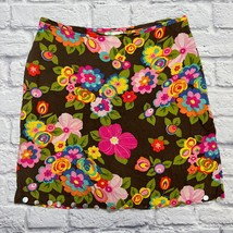 Vintage Bamboo Traders Skort Skirt Brown Floral Beaded Size 8 Silk Y2K - $24.70