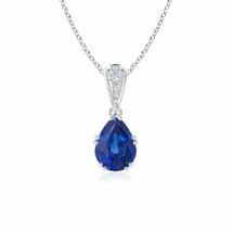 ANGARA Vintage Style Pear Sapphire Drop Pendant with Diamonds in 14K Solid Gold - £1,926.34 GBP