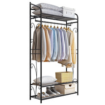 Clothes Rack Heavy Duty Garment Storage Stand With Shelves Living Room B... - £52.19 GBP