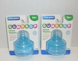 2 Packs GumDrop Wide Neck Bottles Infant Nipples Medium Flow Baby Blue 3M+ New  - £10.83 GBP