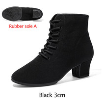 High Top Latin Dance Shoes Women Black Salsa Jazz Dancing Boots Shoe Heel 3.5cm  - £46.88 GBP