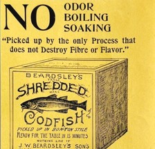 Beardsleys Shredded Cod Fish 1894 Advertisement Victorian No Odor ADBN1g - $14.99