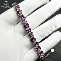 Tural brazil 11ct rhodolite garnet top quality bracelet in solid 925 silver jewelry for thumb200