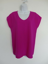 New Diane Von Furstenberg Roseberry Pink Acedia Crepe Scoop Neck Top Shirt Small - £87.77 GBP