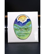 Vtg Ceramic Hand Painted Tile Trivet Valley Mountain Scene Initialed Cor... - $462.01 MXN
