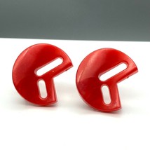 Oh So 80s Retro Mod Earrings, Red Moonglow Lucite with Fun Cutouts, Abstract - £22.49 GBP