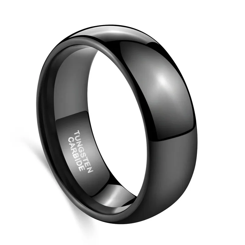 2/4/6/8mm Black Ring Men Women Polished Tungsten Carbide Wedding Band Engagement - £20.24 GBP